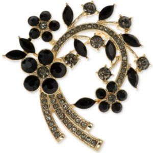 Anne Klein Gold-Tone Stone Flower Cluster Arch Pin